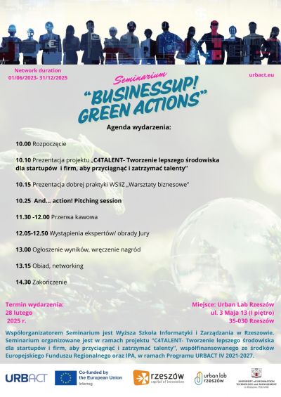 Grafika: Agenda Seminarium "BusinessUP! Green actions"